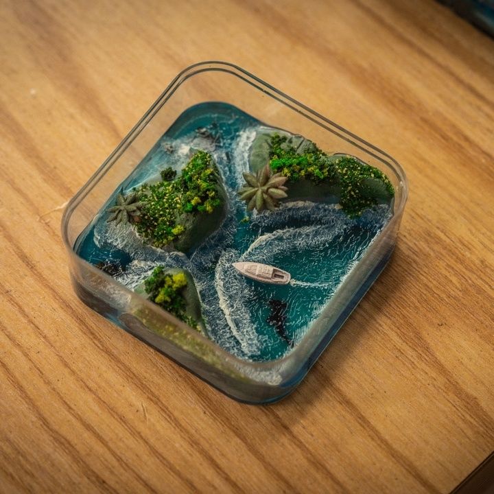 Resin Art Gift For Birthday - Patung Seni Topografi Detail Pulau Mikro