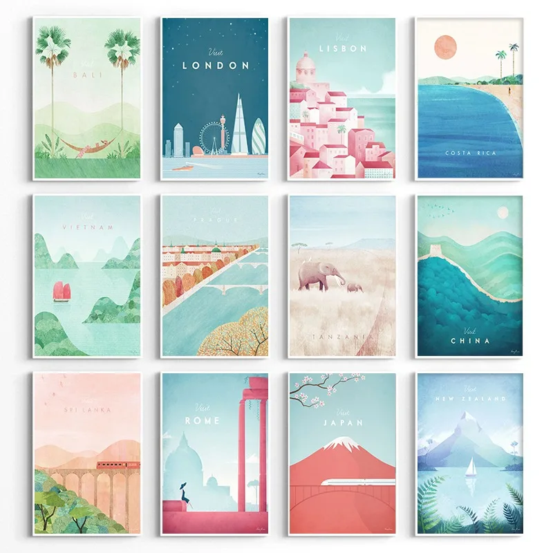 Resin Art World - Poster Perjalanan Minimalis Dunia Paris Roma