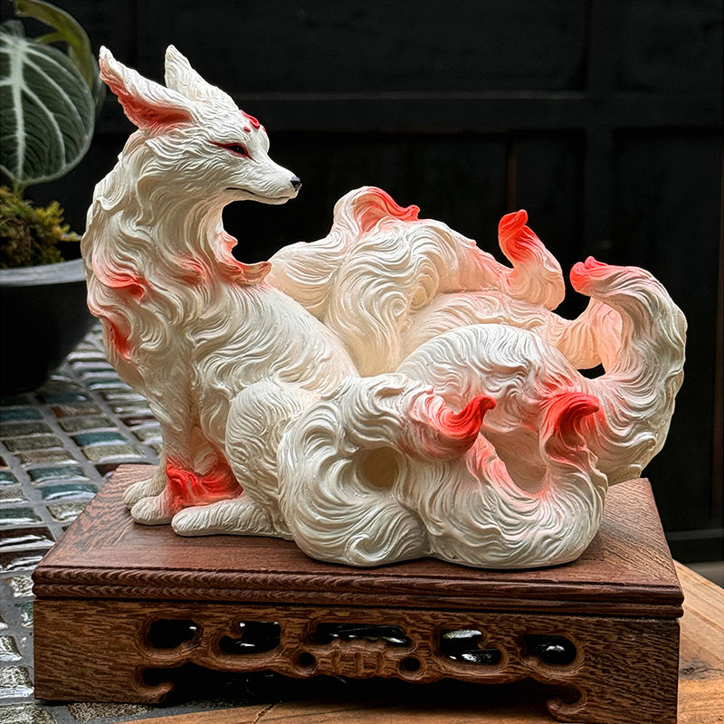 Resin Art Gift For Birthday - Ornamen Rubah Sembilan Ekor Patung Kuil