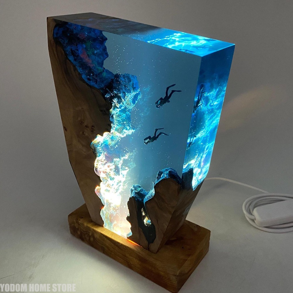 Resin Art World - Lampu Meja Resin Organisme Dunia Laut