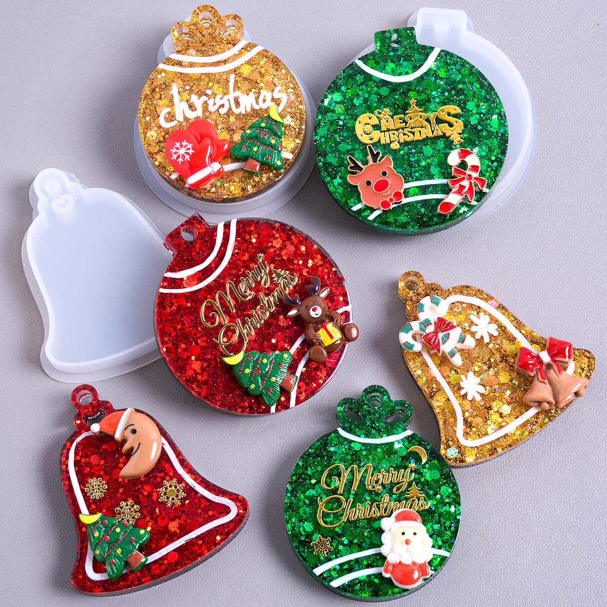Resin Art Uv - Cetakan Silikon Liontin Tag Natal DIY