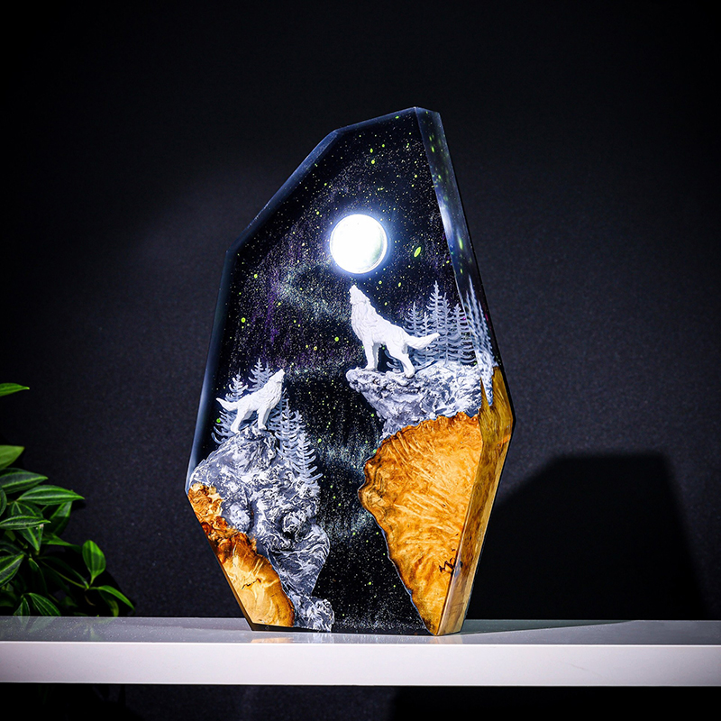 Resin Art Light - Lampu Meja Resin Figur Hewan Alam