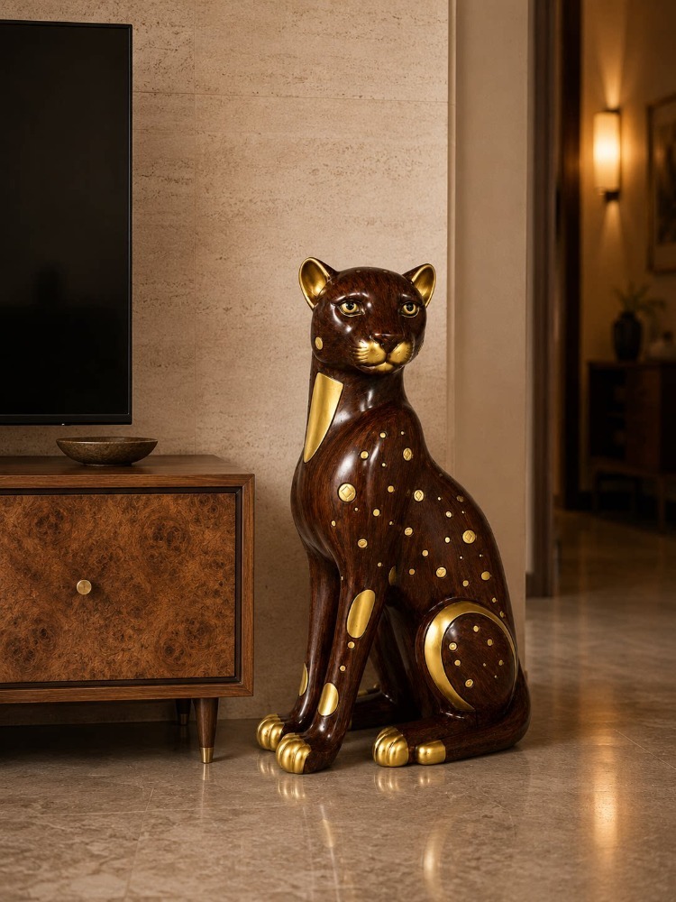Resin Art Gift For Birthday - Dekorasi Rumah Patung Macan Tutul Warna
