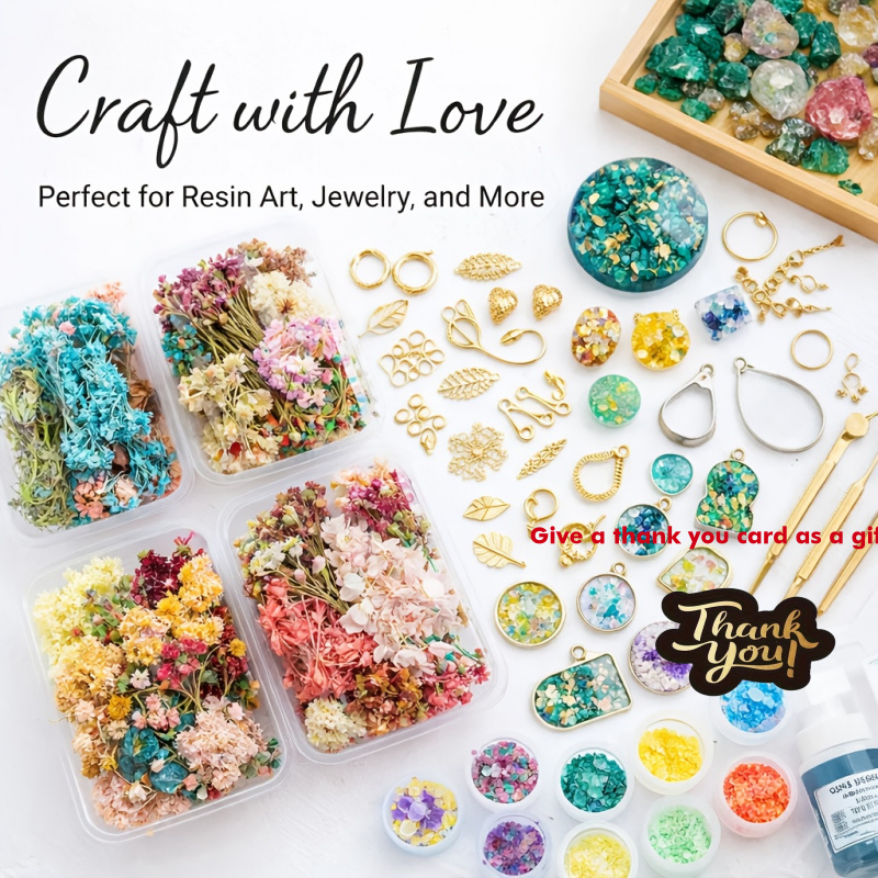Resin Art Gift For Birthday - 10 Kotak Set Buket Bunga Kering