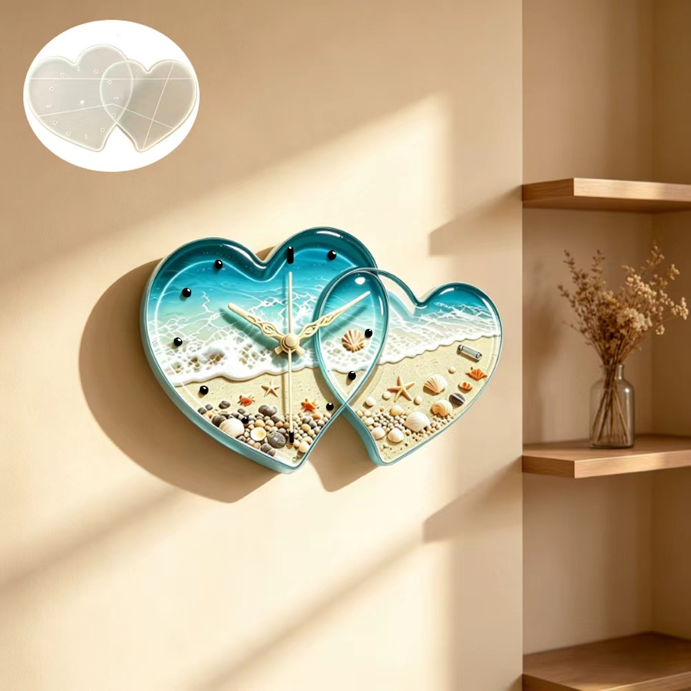 Resin Art Mould - Cetakan resin silikon jam bentuk hati