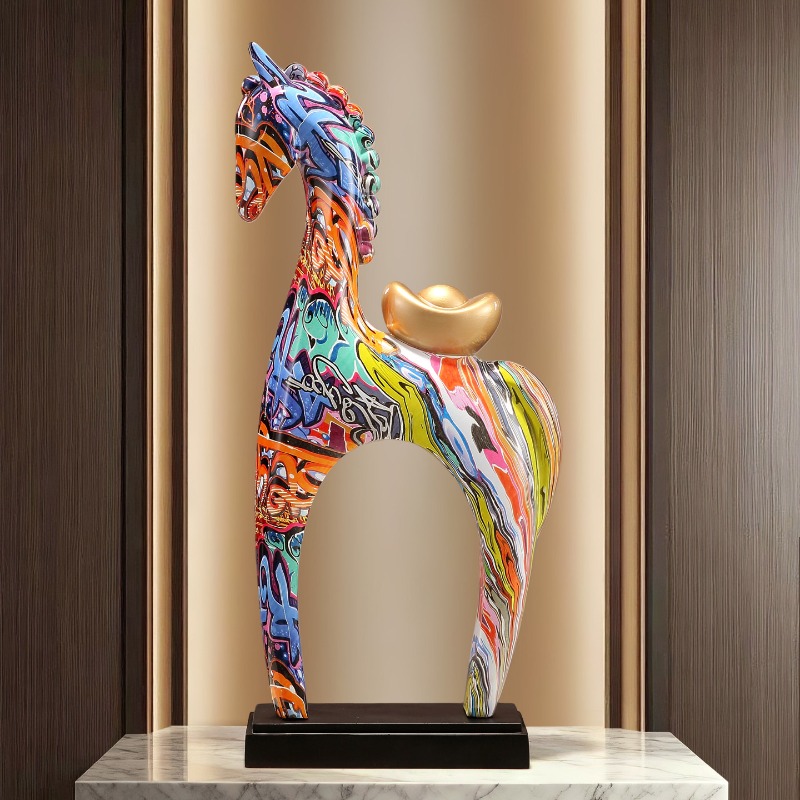 Resin Art Gift For Birthday - Ornamen Patung Kuda Warna-warni, Ruang Tamu,