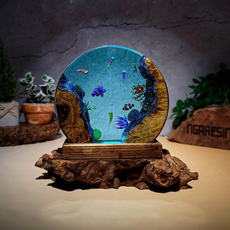 Lampu Meja Resin Organisme Aku - Resin Art Light ulasan dan harga