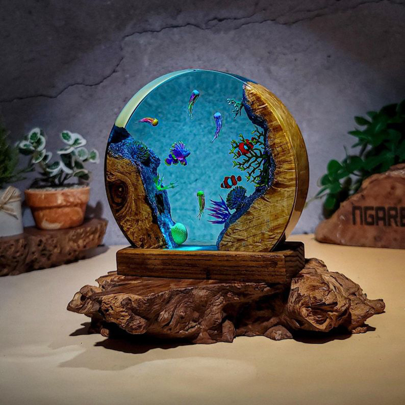 Lampu Meja Resin Organisme Aku - Resin Art Light ulasan dan harga