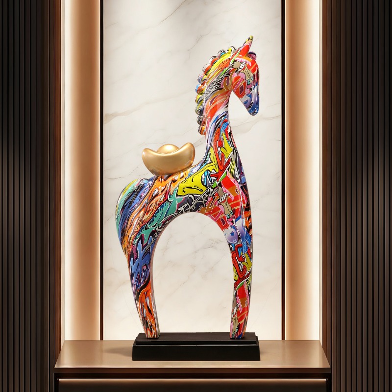 Ornamen Patung Kuda Warna-warn - Resin Art Gift For Birthday ulasan dan harga