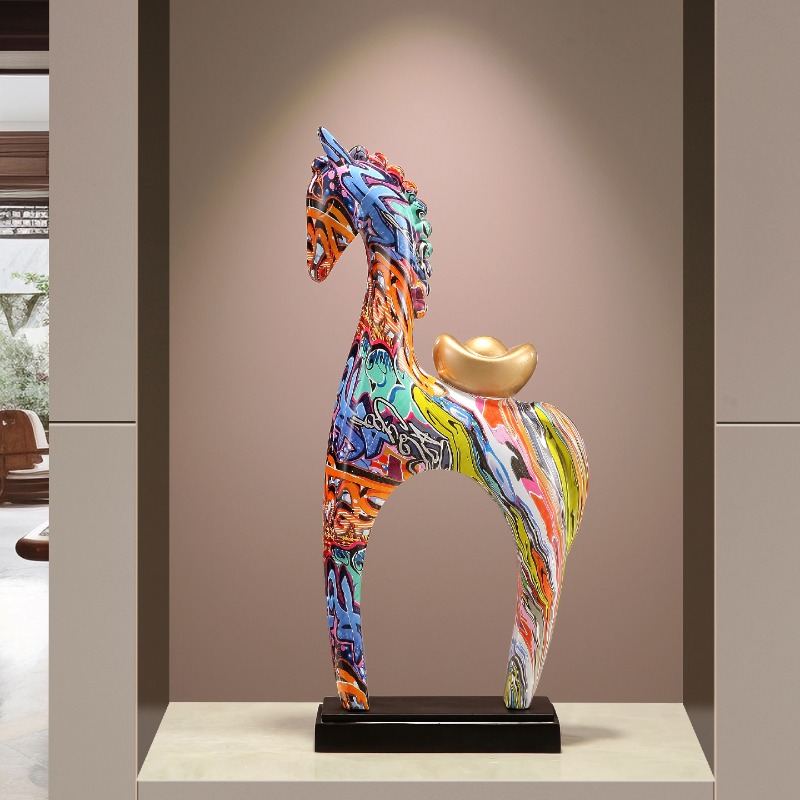 Ornamen Patung Kuda Warna-warn - Resin Art Gift For Birthday ulasan dan harga